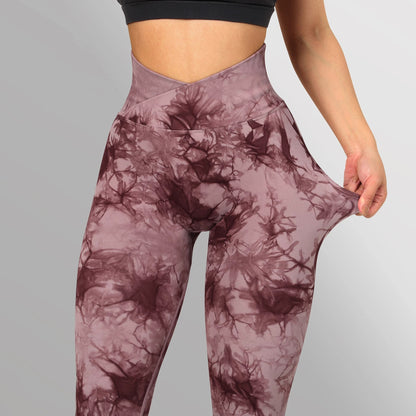 Seamless Tie Dye Yoga Leggings for Women – Push Up Fitness Pants