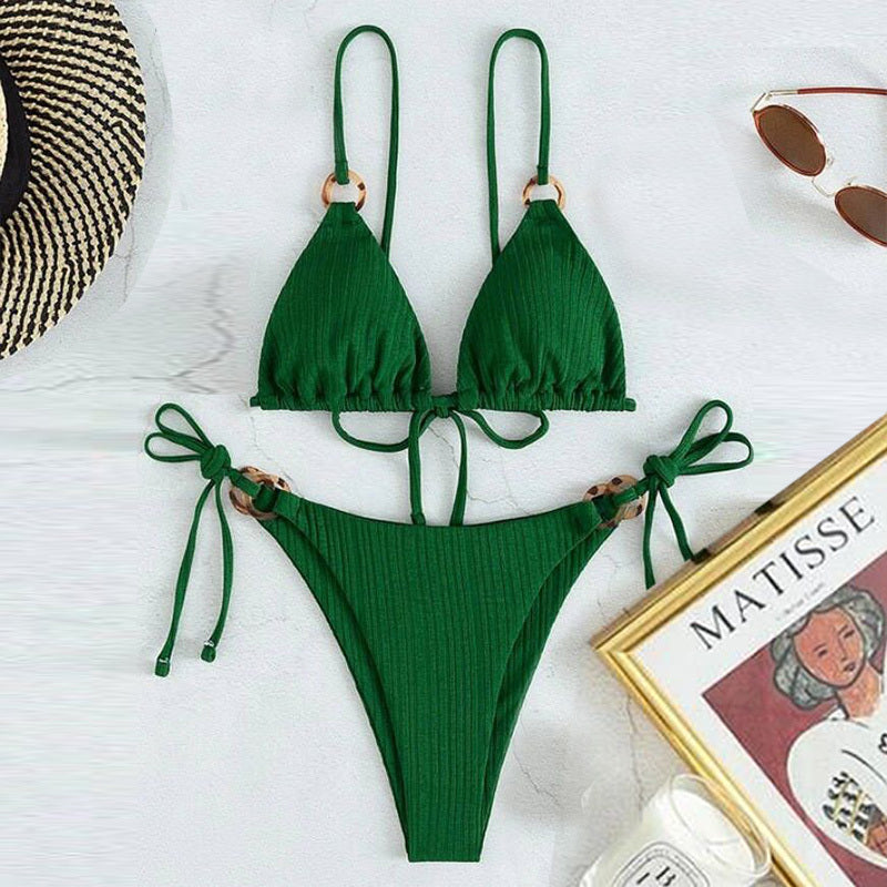 Women's New Solid Color Strap Bikini