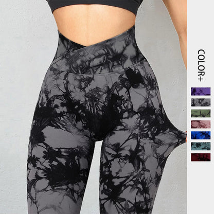 Seamless Tie Dye Yoga Leggings for Women – Push Up Fitness Pants