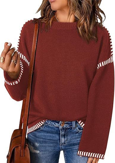 Solid Round Neck Pullover Sweater Autumn