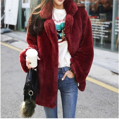 Winter Korean Fur Coat for Women – Soft Rabbit Fur Jacket