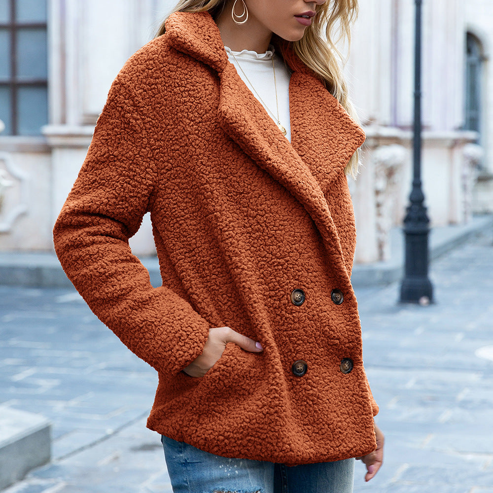 Loose Lapel Fluffy Winter Coat for Women