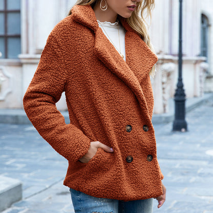 Loose Lapel Fluffy Winter Coat for Women