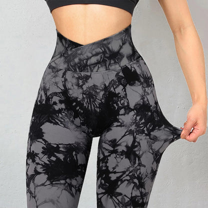 Seamless Tie Dye Yoga Leggings for Women – Push Up Fitness Pants