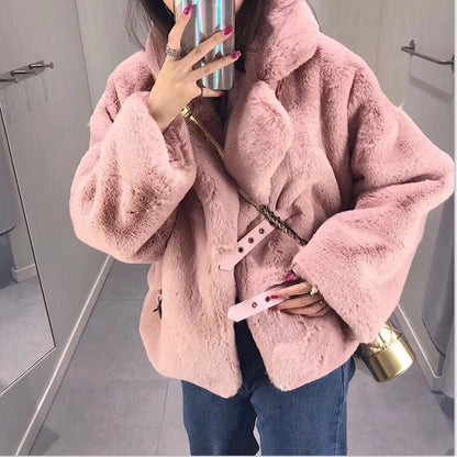 Winter Korean Fur Coat for Women – Soft Rabbit Fur Jacket