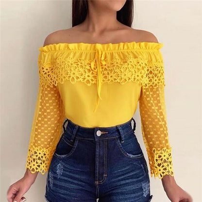 Yellow women’s floral long-sleeve shirt