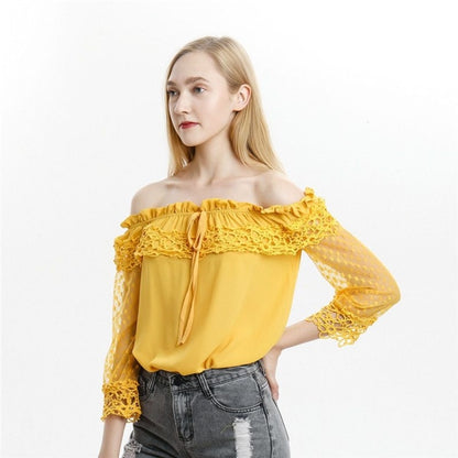 Yellow women’s floral long-sleeve shirt