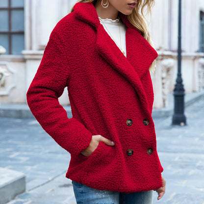 Loose Lapel Fluffy Winter Coat for Women