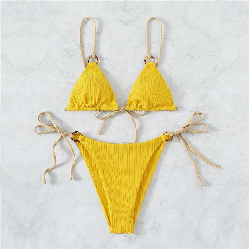 Women's New Solid Color Strap Bikini