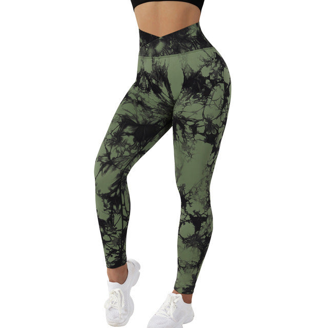 Seamless Tie Dye Yoga Leggings for Women – Push Up Fitness Pants