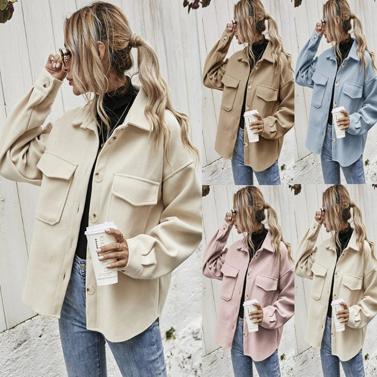 Winter Woolen Lapel Coat for Women