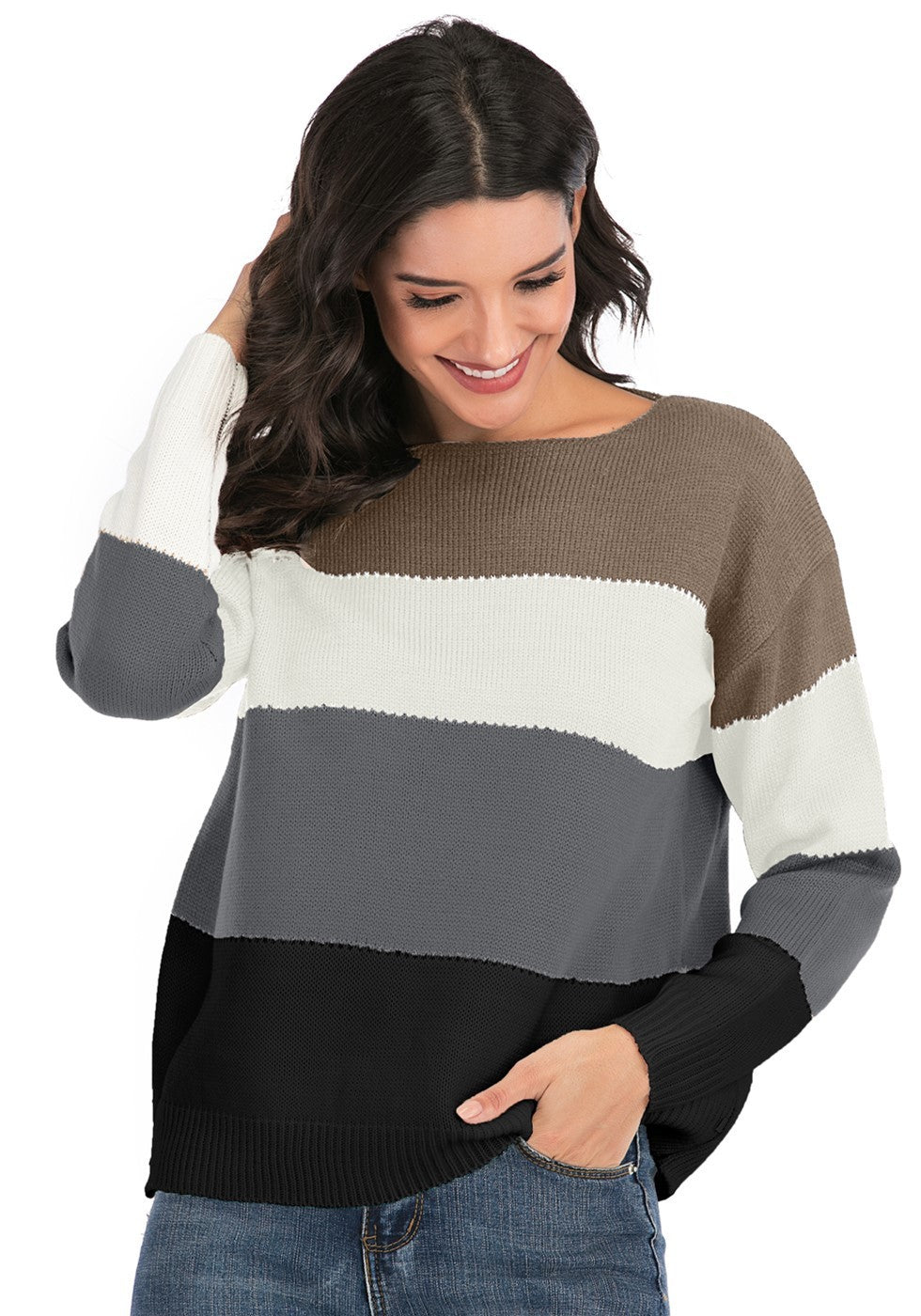 Women's Striped Long Sleeve Pullover