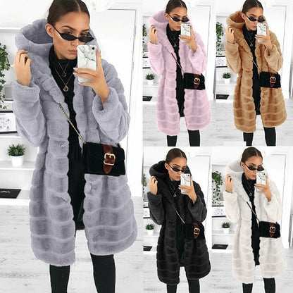 Jacket Winter White Big Solid Jackets For Women Long Coat