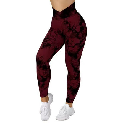 Seamless Tie Dye Yoga Leggings for Women – Push Up Fitness Pants