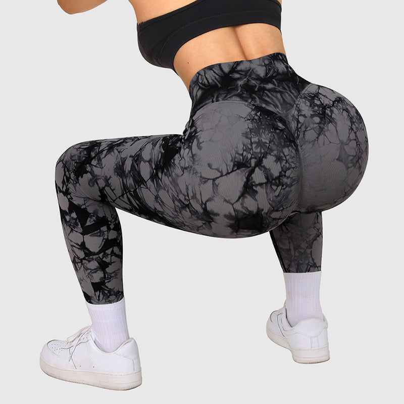 Seamless Tie Dye Yoga Leggings for Women – Push Up Fitness Pants