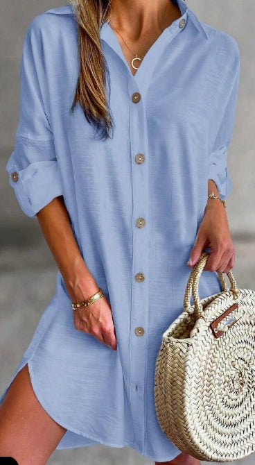 Women'S Simple Button-Down Casual Long