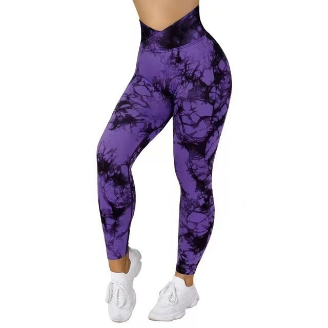 Seamless Tie Dye Yoga Leggings for Women – Push Up Fitness Pants